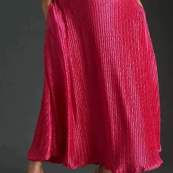 Maeve Pleated Shine Midi Skirt - Picture 3 of 3